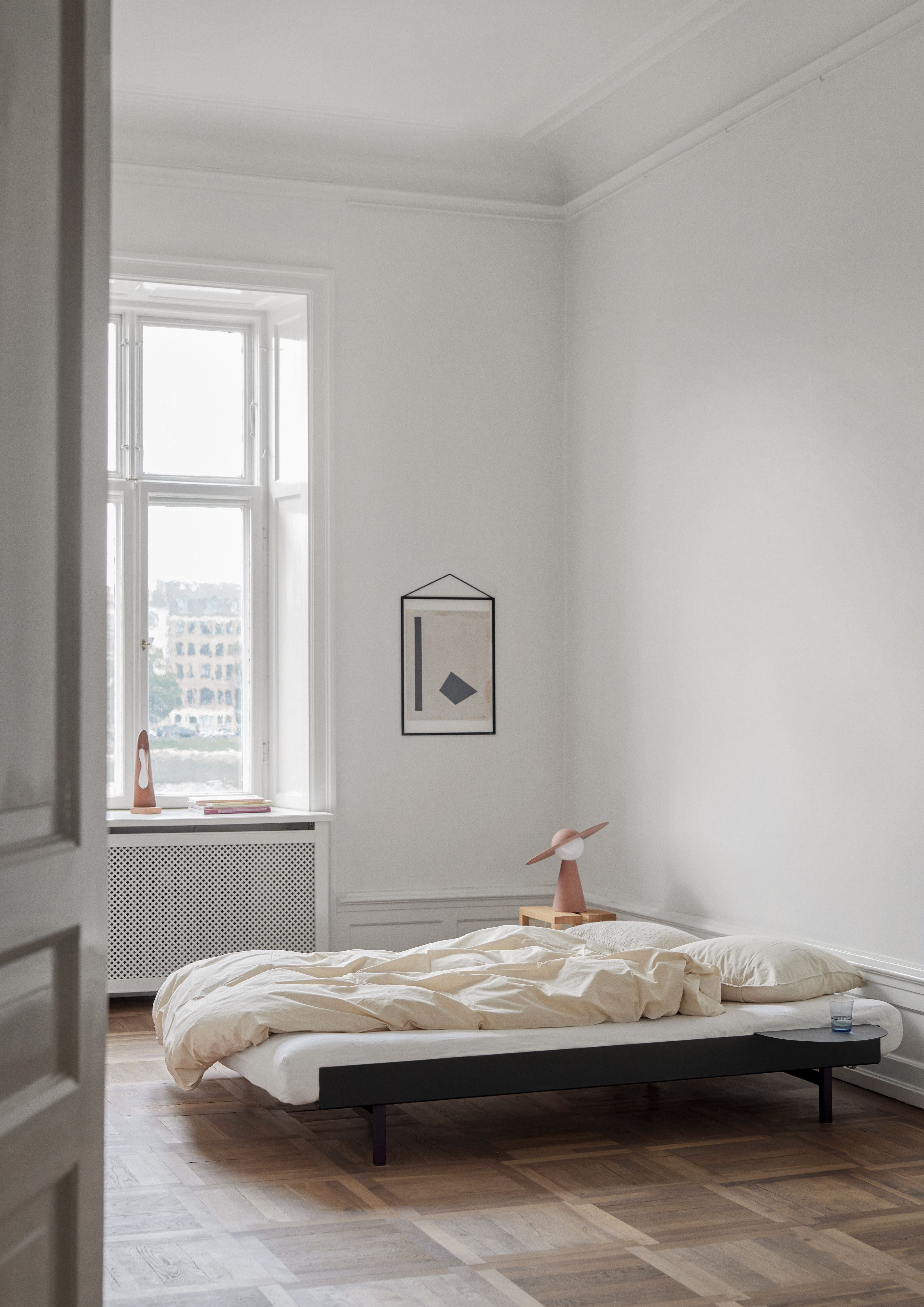 Moebe Bett mit 1 Nachttisch 90 180 cm, schwarz