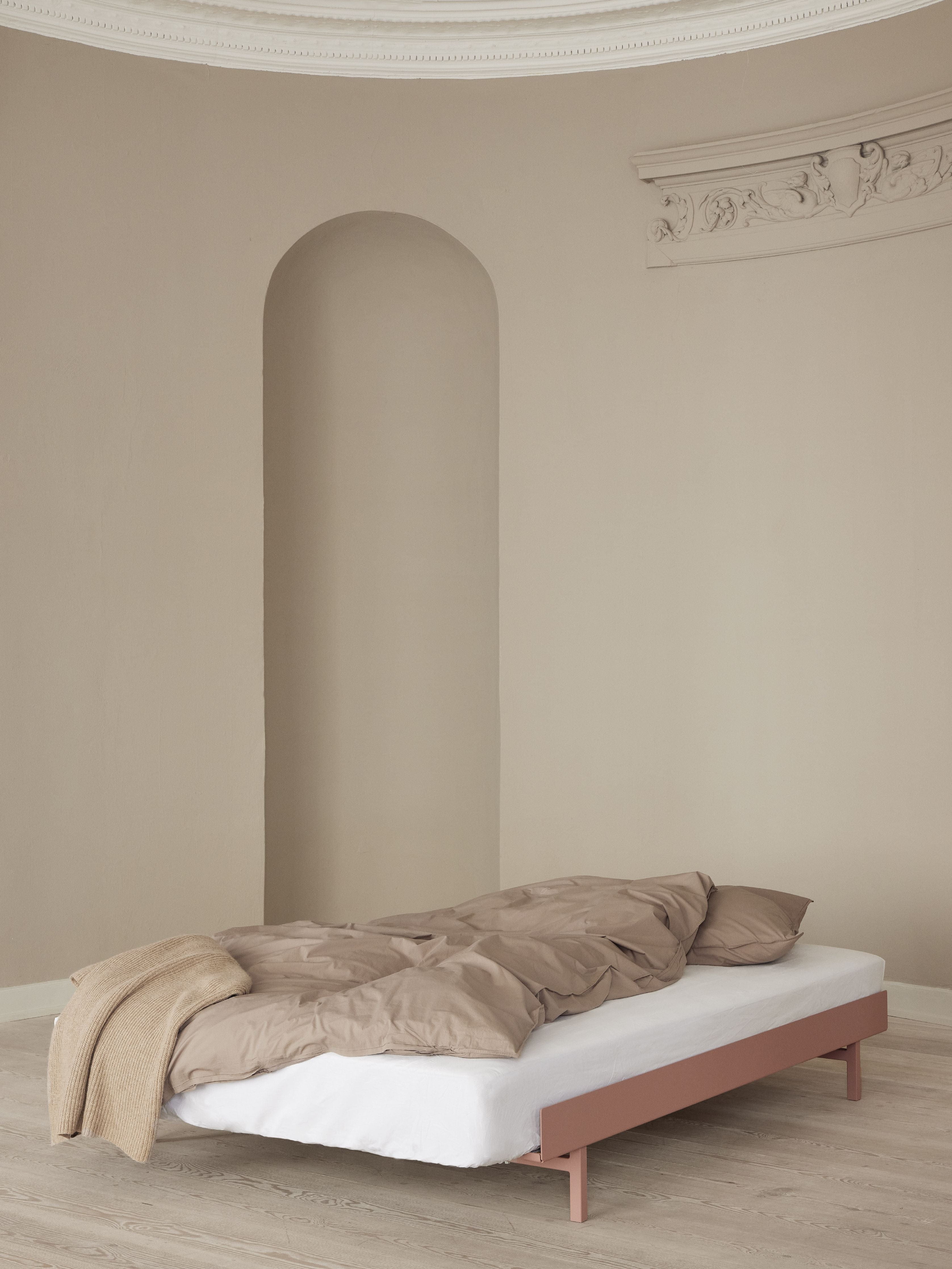 Letto moebe con 2 comodini 90 cm, polverosa rosa