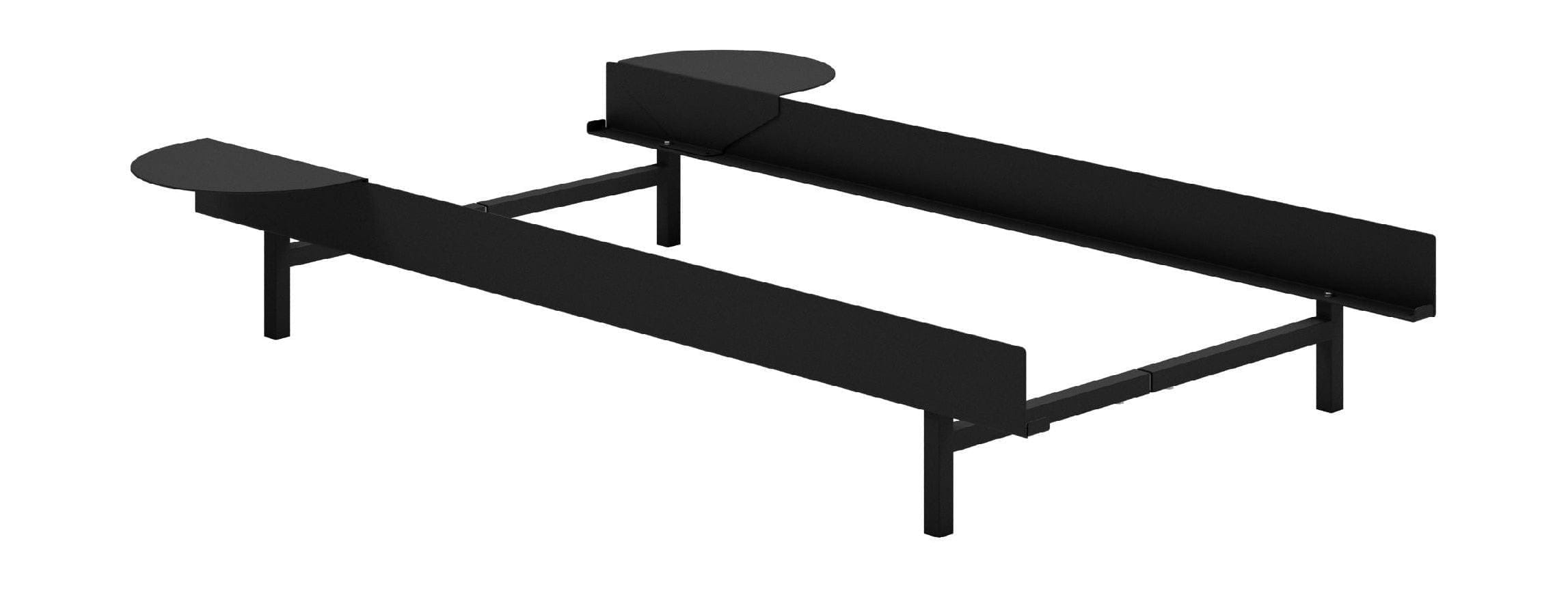 Moebe Lit avec 2 tables de chevet 90 cm, noir