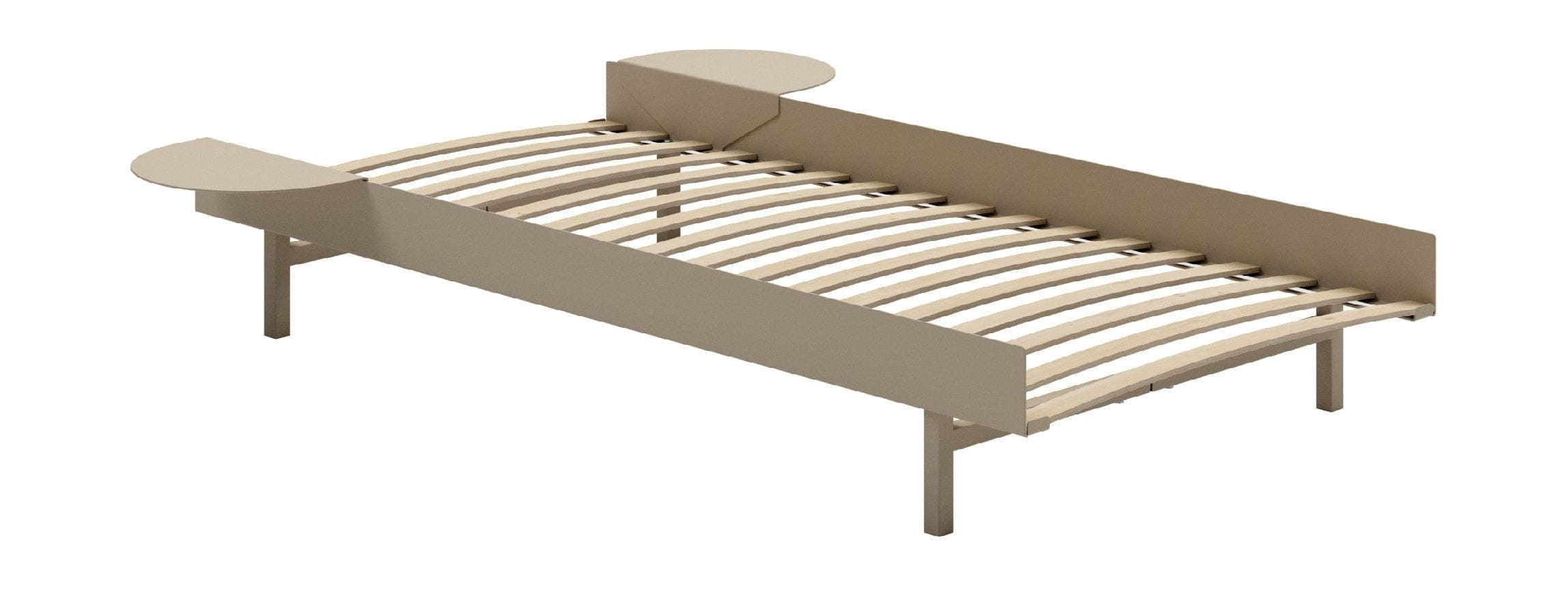 Moebe Bett mit Lamellen und 2 Nachttischen 90 cm, Sand