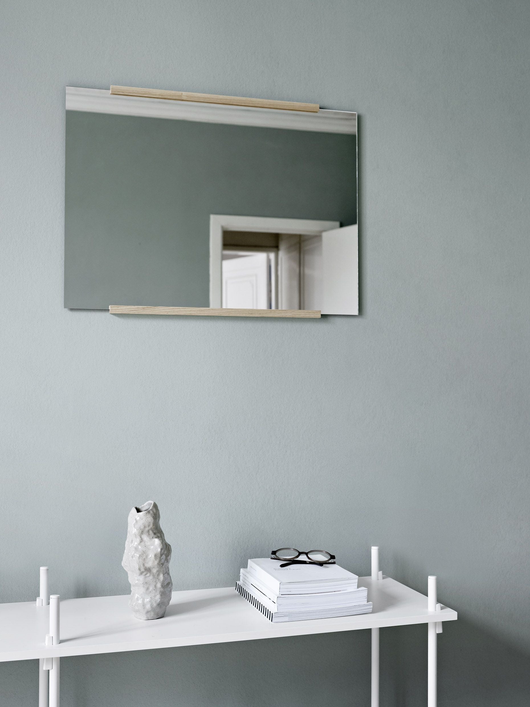 Moebe Mirror de pared rectangular 101,8x70 cm, ceniza
