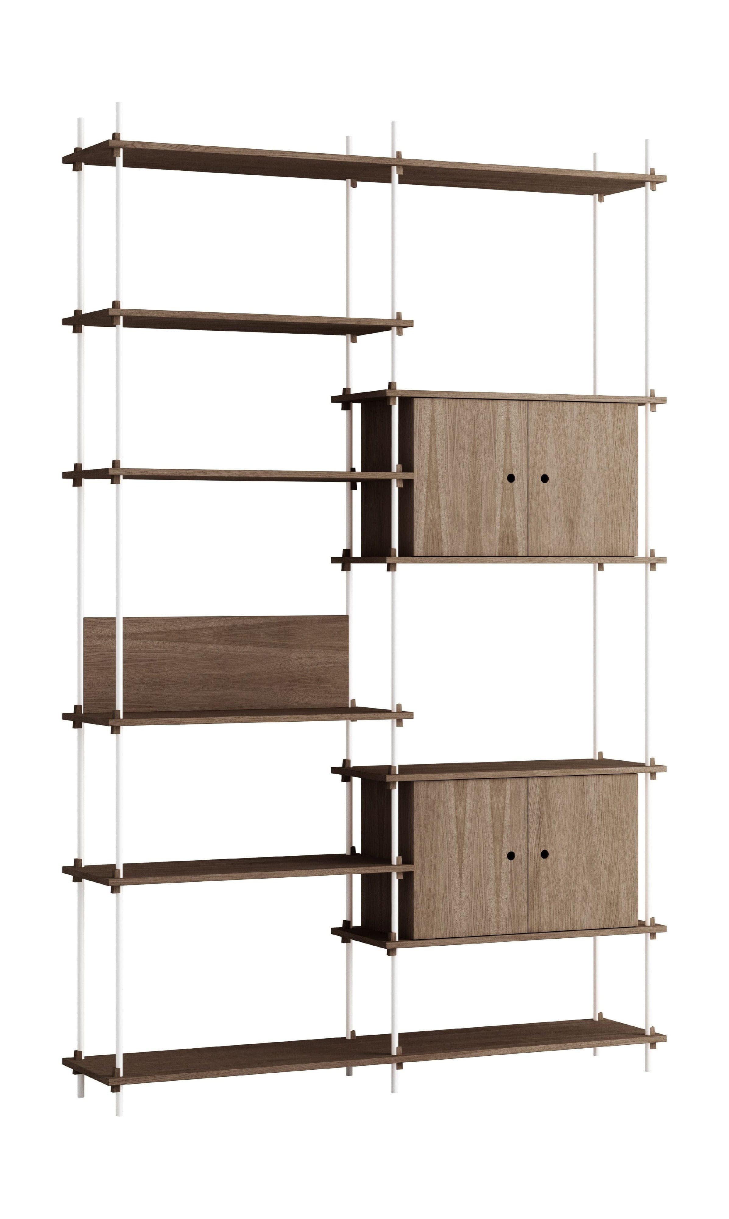 Moebe Shelving System S.255.2.C, Smoked Oak/White