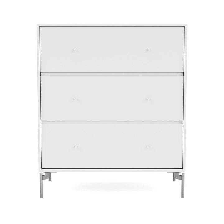 Montana Carry Dresser With Legs, Snow White/Matt Chrome