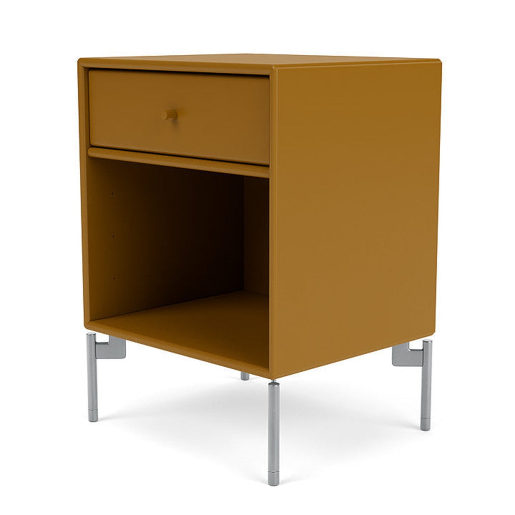 Montana Dream Nightstand með fótum, Amber/Matt Chrome