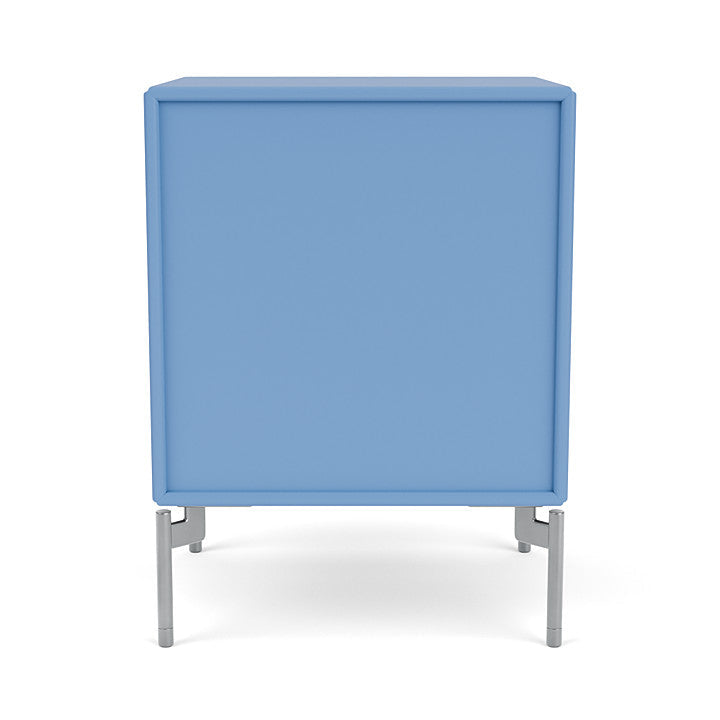 Montana Dream Nightstand með fótum, Azure Blue/Matt Chrome