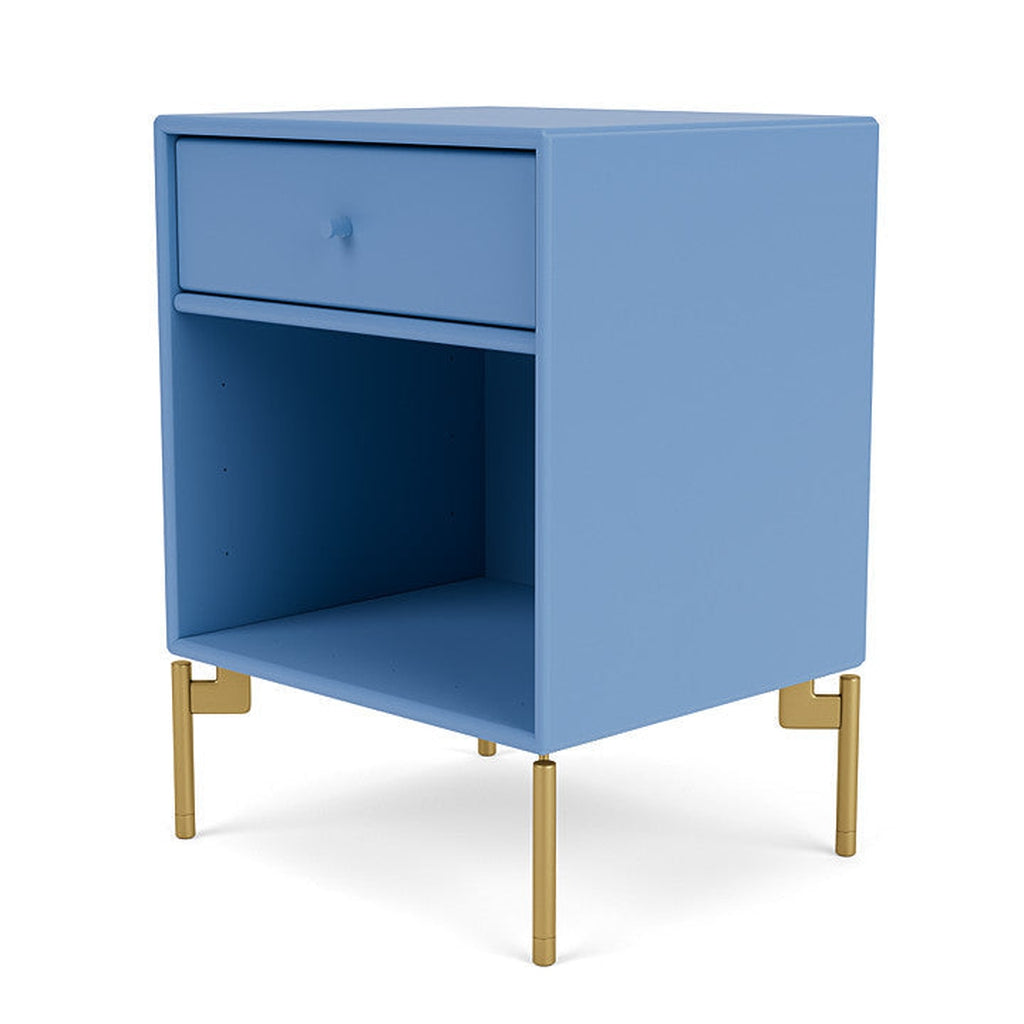 Montana Dream Nightstand aux jambes, bleu azur / laiton