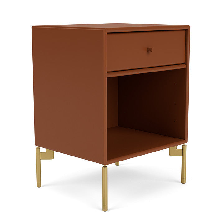 Montana Dream Nightstand With Legs, Hazelnut/Brass