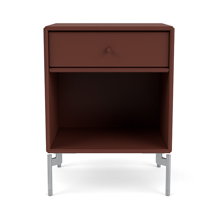 Montana Dream Nightstand með fótum, Masala/Matt Chrome