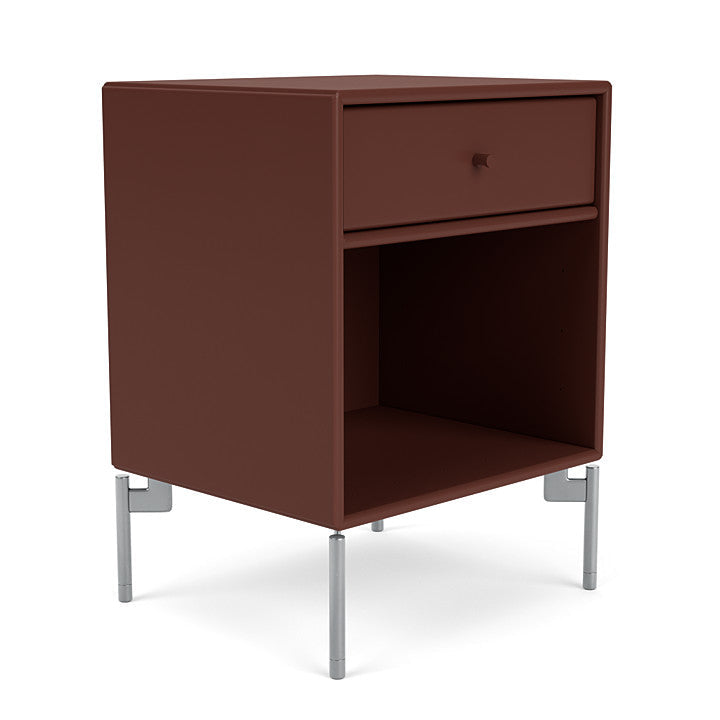 Montana Dream Nightstand með fótum, Masala/Matt Chrome