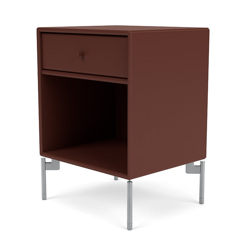 Montana Dream Nightstand með fótum, Masala/Matt Chrome