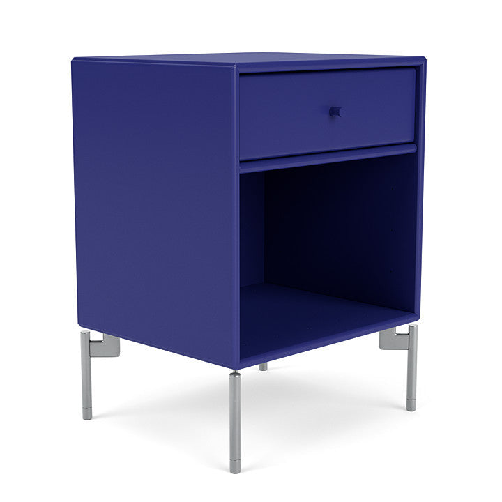 Montana Dream nachtkastje met benen, Monarch Blue/Matt Chrome