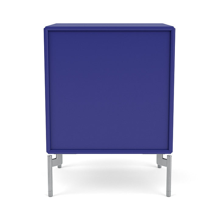 Montana Dream Nightstand með fætur, Monarch Blue/Matt Chrome