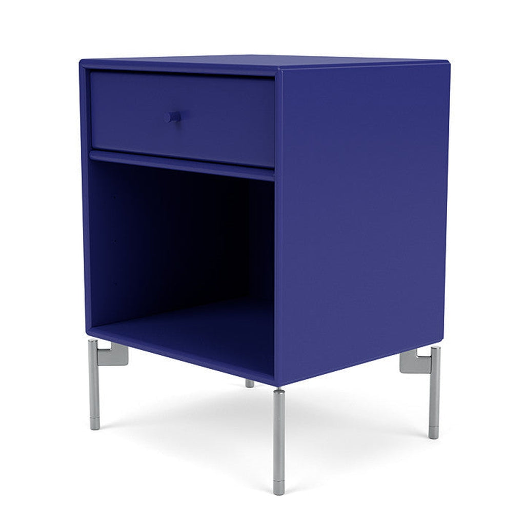 Montana Dream Nightbord med ben, Monarch Blue/Matt Chrome