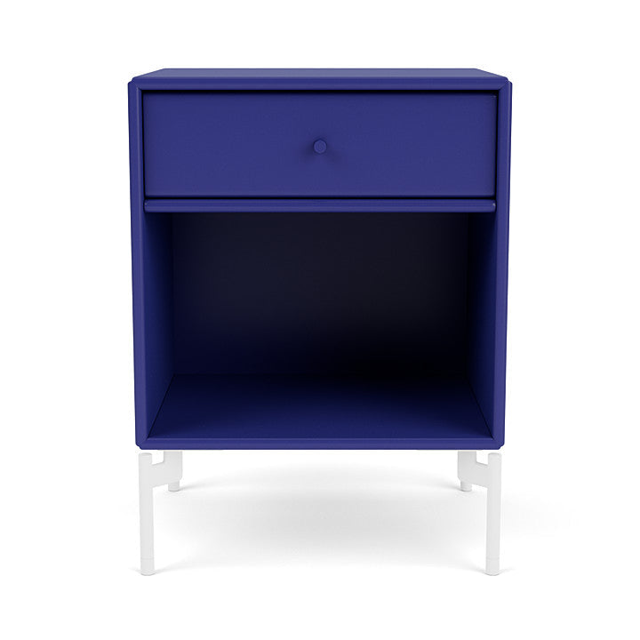 Montana Dream Nightstand With Legs, Monarch Blue/Snow White