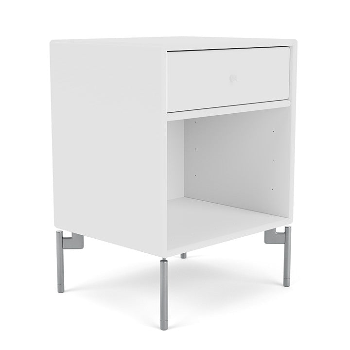 Montana Dream Nightstand med benen, New White/Matt Chrome