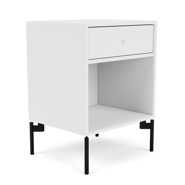 Montana Dream Nightstand With Legs, Snow White/Black