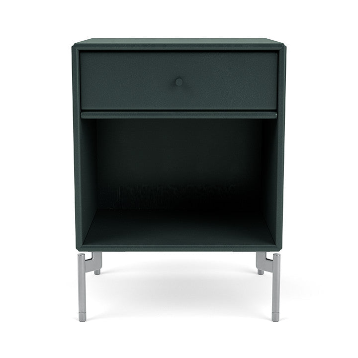 Montana Dream nachtkastje met benen, Black Jade/Matt Chrome