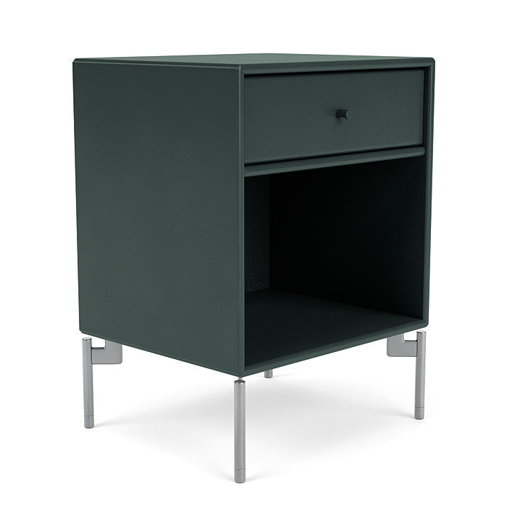 Montana Dream nachtkastje met benen, Black Jade/Matt Chrome