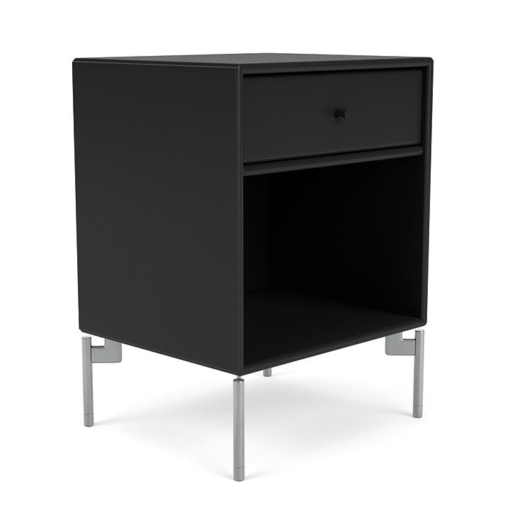 Montana Dream nachtkastje met benen, Black/Matt Chrome