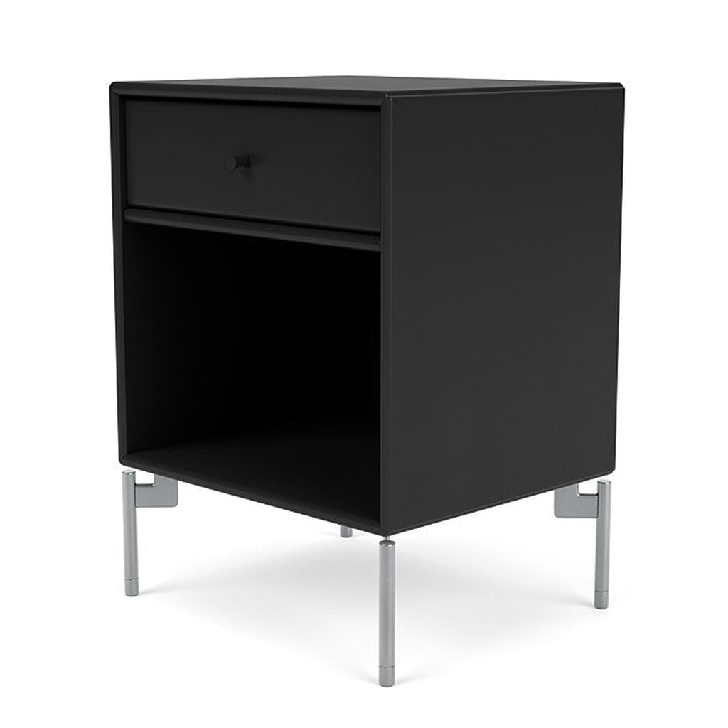 Montana Dream nachtkastje met benen, Black/Matt Chrome