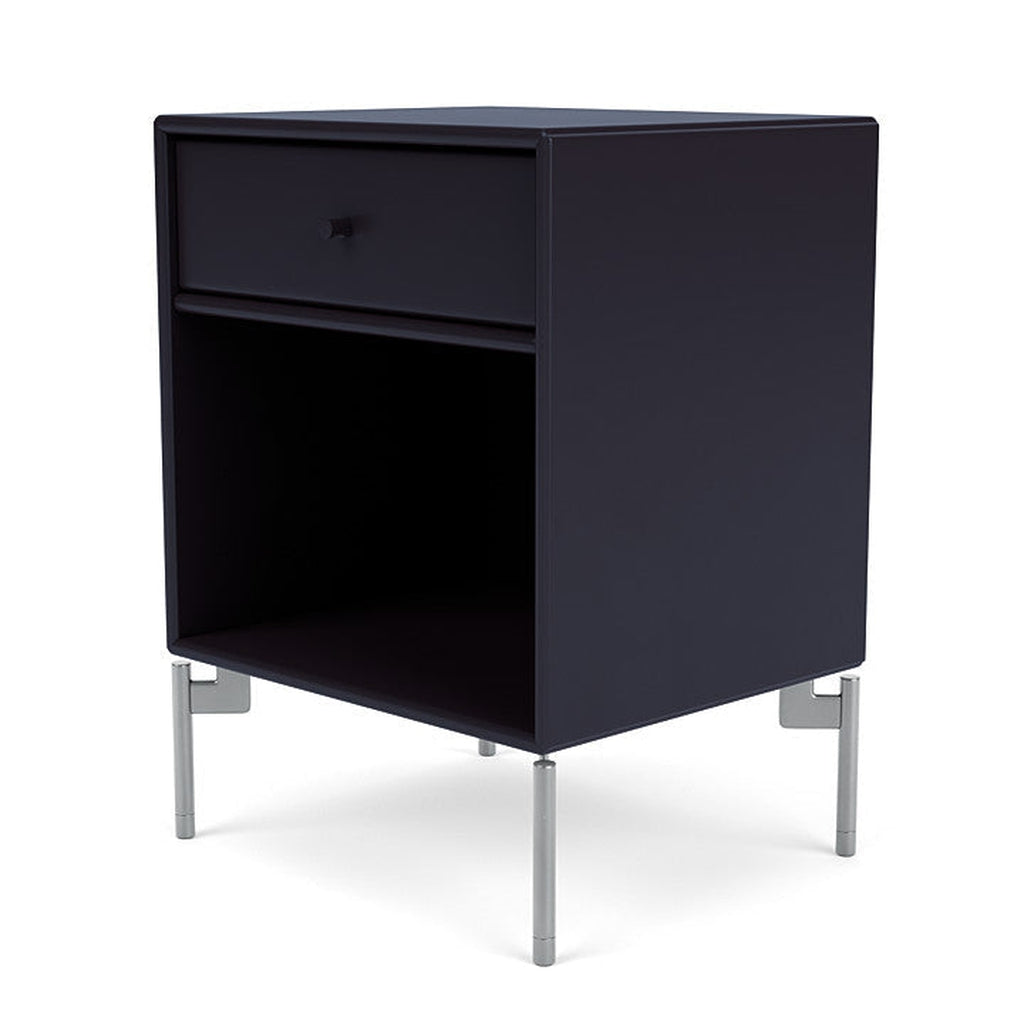 Montana Dream Nightstand With Legs, Shadow/Matt Chrome