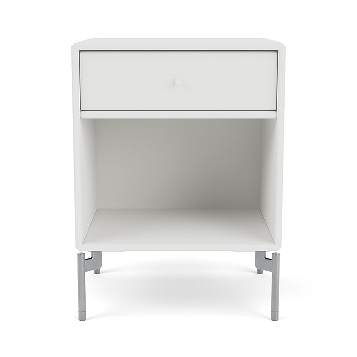 Montana Dream nachtkastje met benen, White/Matt Chrome