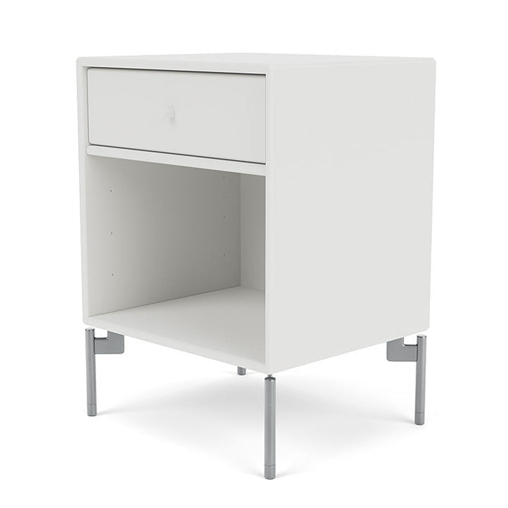 Montana Dream Nightstand med ben, White/Matt Chrome