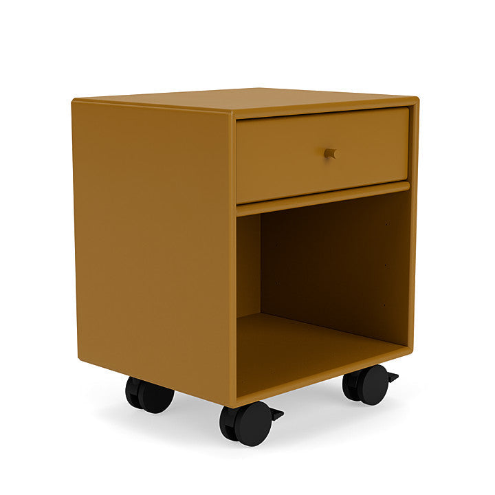 Montana Dream Nightstand with Castors, Amber Yellow