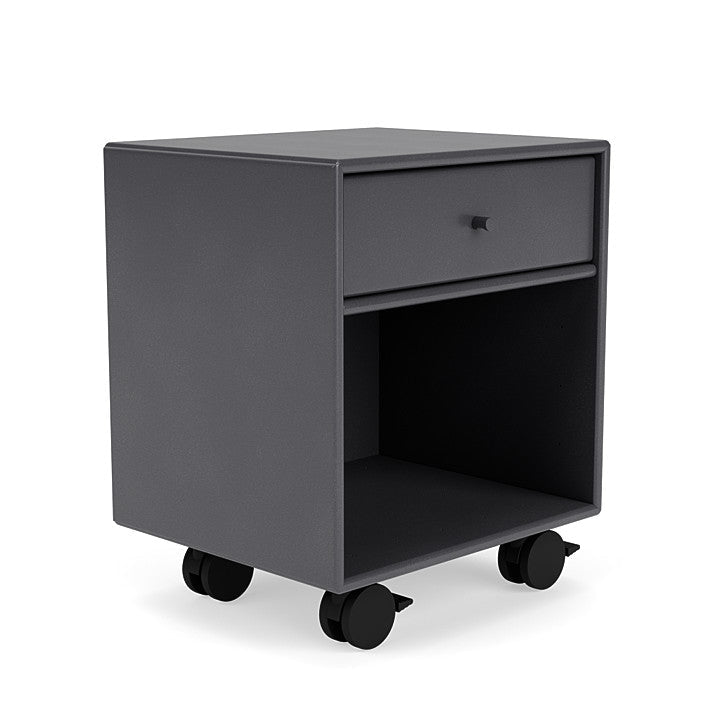 Montana Dream Nightstand With Castors, Carbon Black