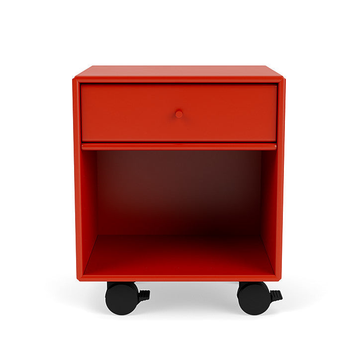 Montana Dream Nightstand With Castors, Rosehip Red