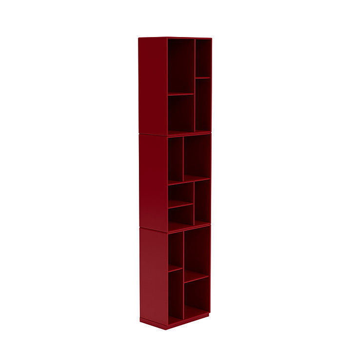 Montana weefgetouw hoge boekenkast met 3 cm plint, rode biet rood