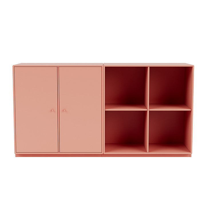 Montana -Paar klassisches Sideboard mit 3 cm Sockel, Rhabarberrot