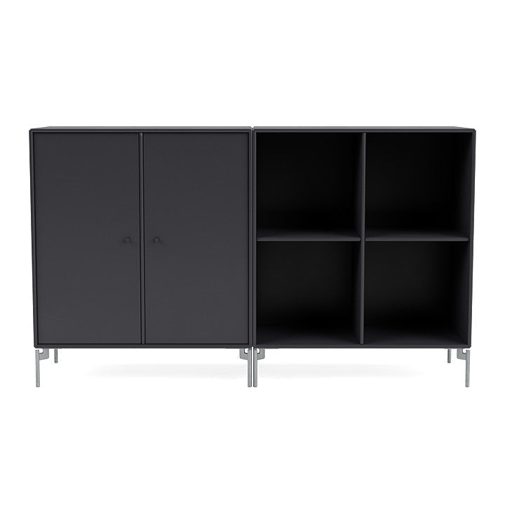 Montana Paar klassisches Sideboard mit Beinen, Anthrazit/Matt Chrom