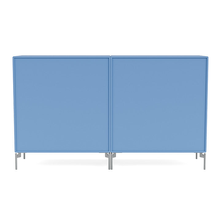 Montana Paar klassisches Sideboard mit Beinen, Azure Blue/Matt Chrom