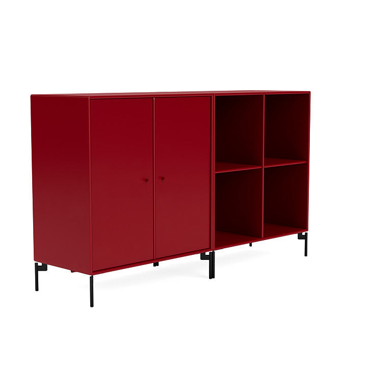 Montana Paar klassisches Sideboard mit Beinen, Rote Beete/Schwarz