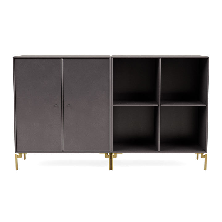 Coppia Montana Classic Sideboard con gambe, caffè/ottone