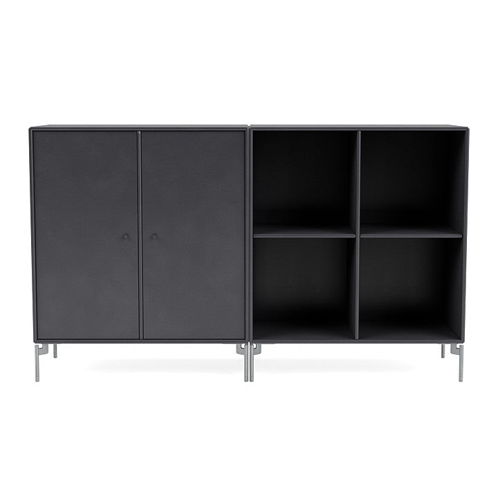 Montana Paar klassisches Sideboard mit Beinen, Carbonschwarz/Matt -Chrom