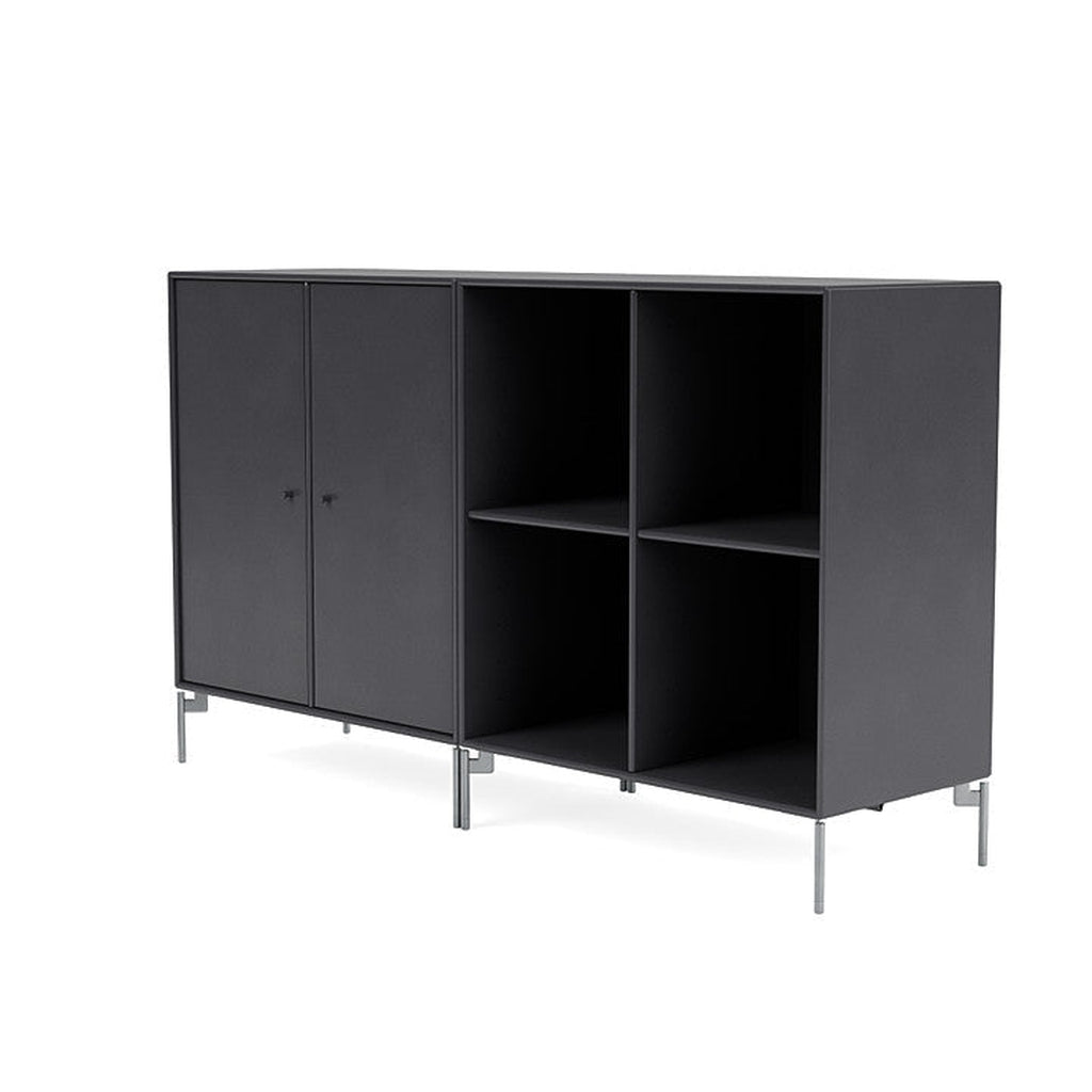 Montana Par Sideboard clásico con piernas, carbono negro/Matt Chrome