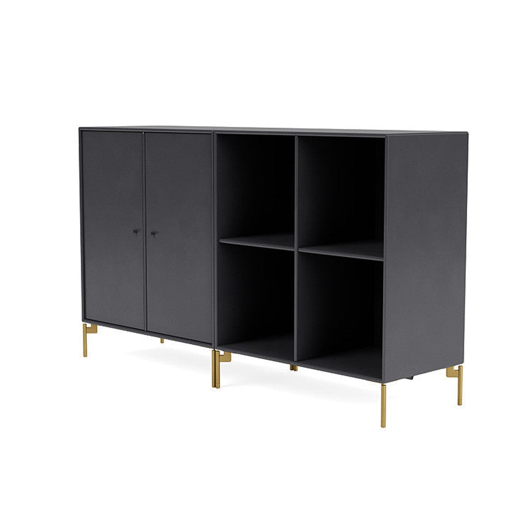 Montana Paar klassisches Sideboard mit Beinen, Carbonschwarz/Messing