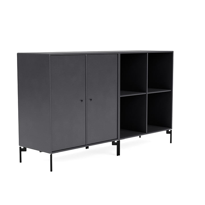 Montana Par Sideboard clásico con piernas, negro de carbono/negro