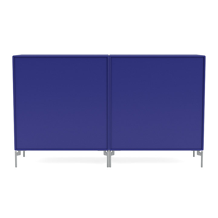 Montana Paar klassisches Sideboard mit Beinen, Monarch Blue/Matt Chrom