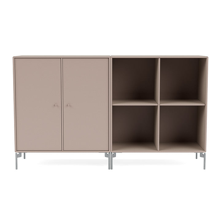 Montana Pair Classic Sideboard With Legs, Mushroom Brown/Matt Chrome