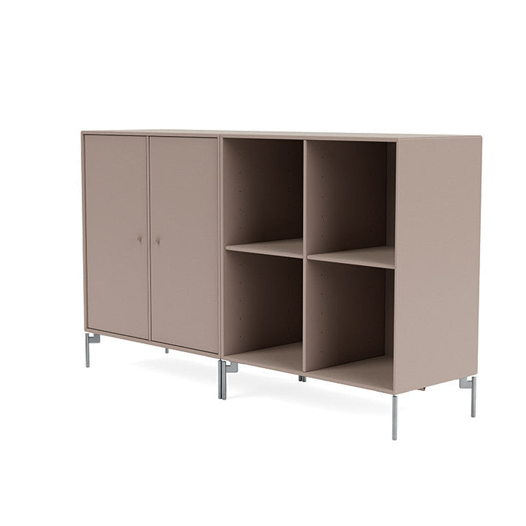 Montana paar klassiek dressoir met benen, champignonbruin/mat chroom