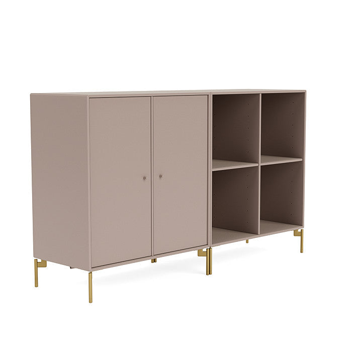 Montana paar klassiek dressoir met benen, paddenstoelbruin/messing