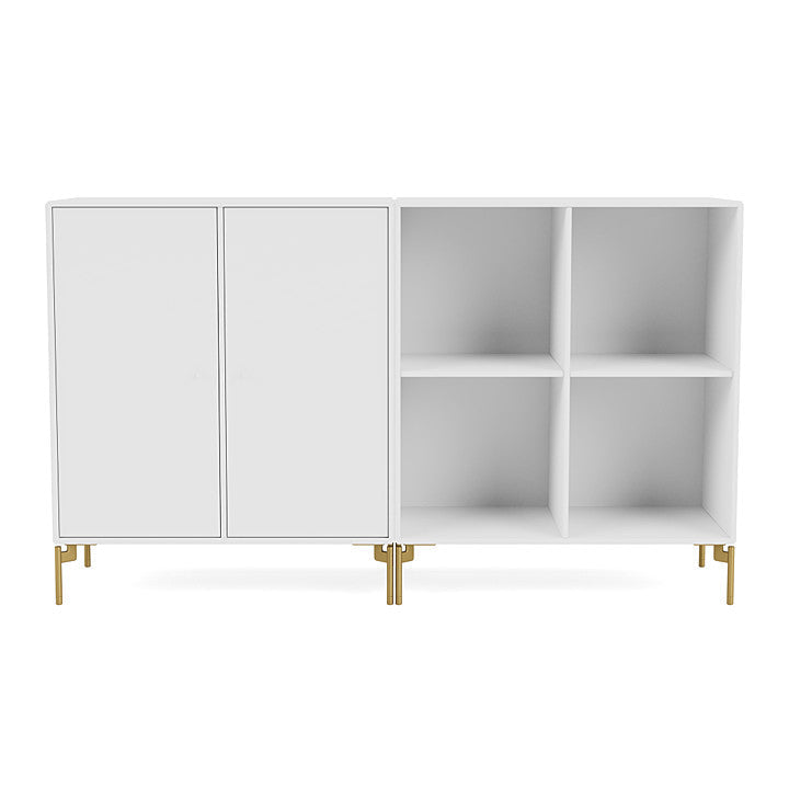 Montana coppia classica sideboard con gambe, nuovo bianco/ottone