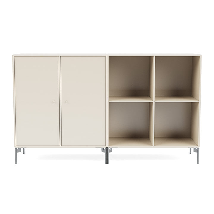 Montana paar klassiek dressoir met benen, haver/mat chroom