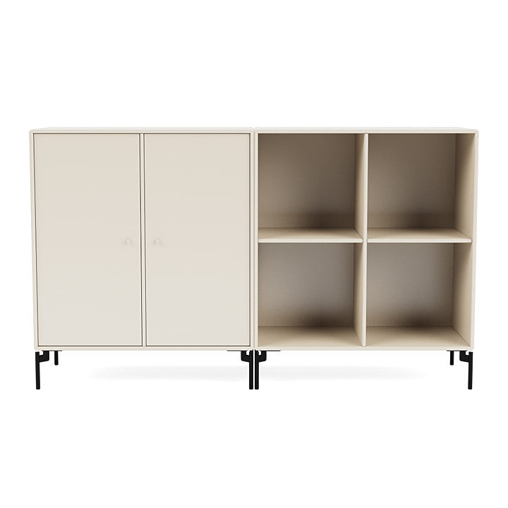 Montana Paar klassisches Sideboard mit Beinen, Hafer/Schwarz