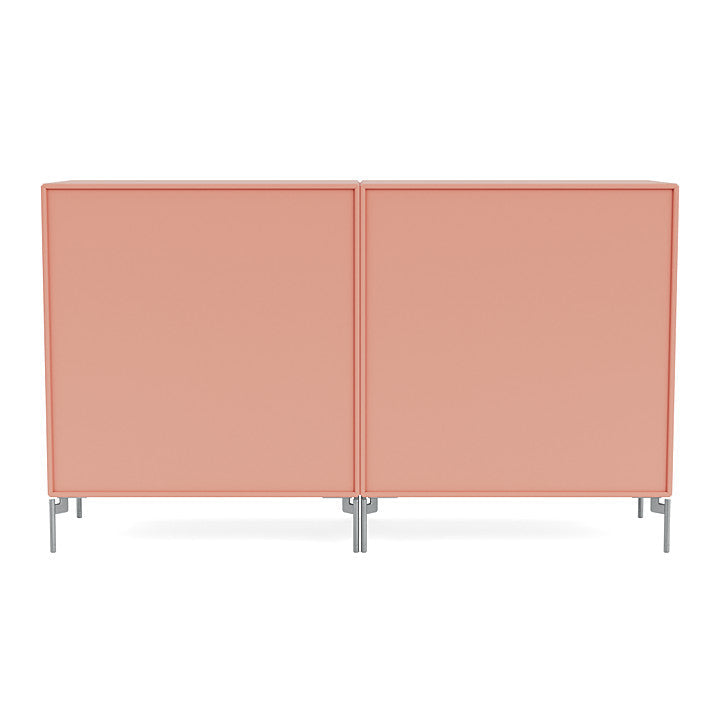 Montana Paar klassisches Sideboard mit Beinen, Rhabarber/Matt Chrom