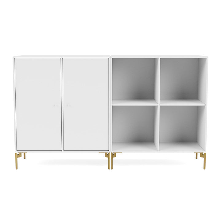 Coppia Montana Classic Sideboard con gambe, Biancaneve/Ottone