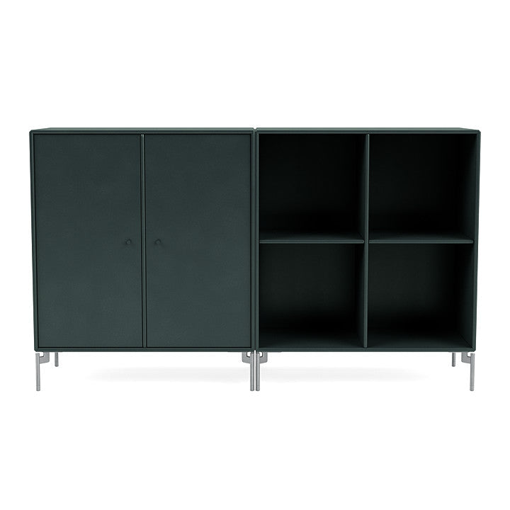 Montana Par Sideboard clásico con piernas, Black Jade/Matt Chrome